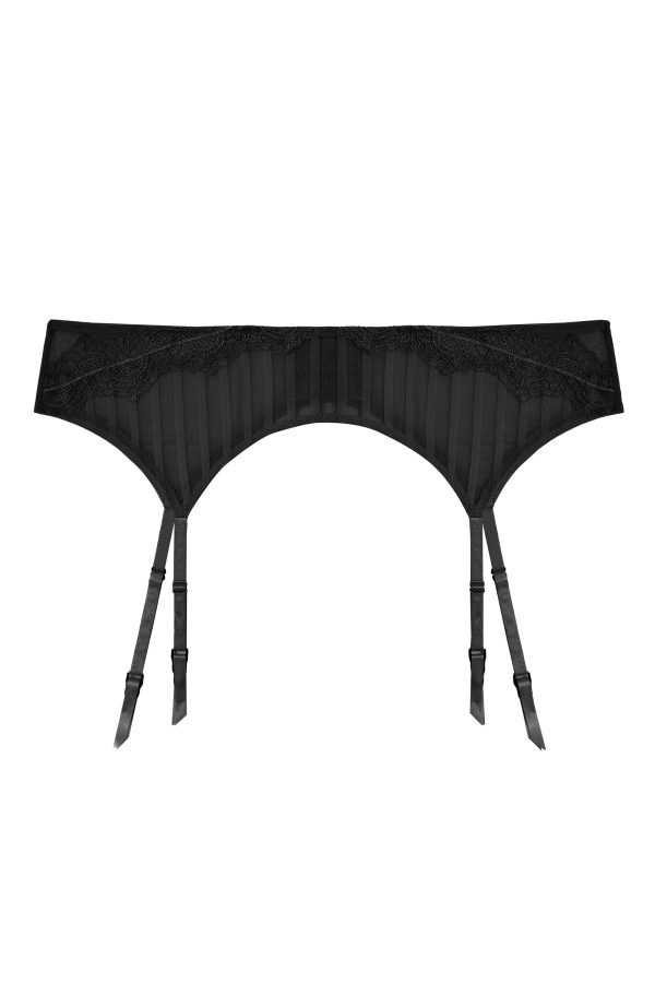 Presley Black Stripe And Lace Trim Suspender Online Hot Sale