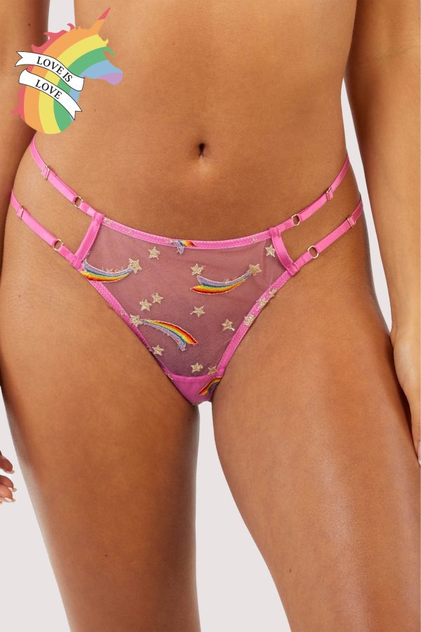 Coccinelle Rainbow Shooting Star Pride Embroidery Thong For Cheap