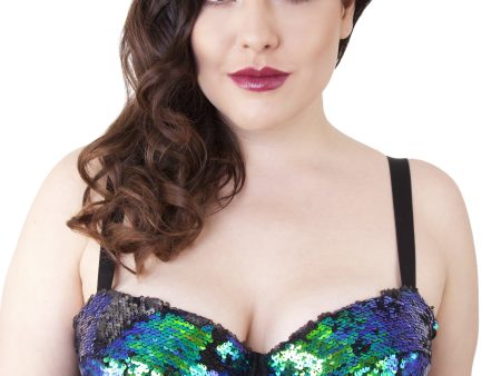 Peek & Beau - Tallulah Ruched Green Sequin Bra Curve Discount