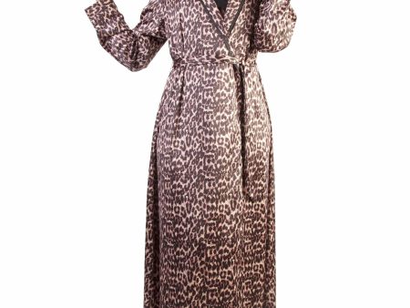 Leopard Print Satin Robe Hot on Sale