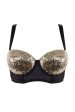 Peek & Beau - Tallulah Ruched Gold Sequin Bra DD+ Cups Online Sale