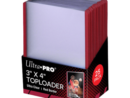 Ultra Pro - 3 x 4 Inch Red Border Toploader 25 Pack - 35pt Online now