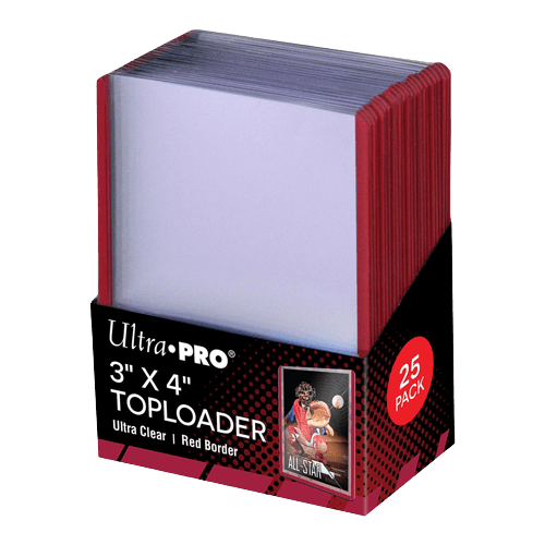 Ultra Pro - 3 x 4 Inch Red Border Toploader 25 Pack - 35pt Online now