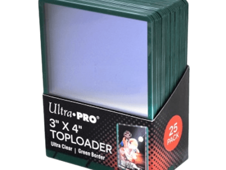 Ultra Pro - 3 x 4 Inch Green Border Toploader 25 Pack - 35pt Online Hot Sale