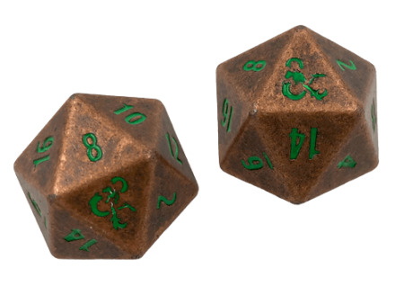 Ultra Pro - Dungeons & Dragons - Feywild Copper and Green Heavy Metal D20 Dice Set Supply