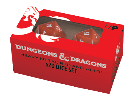 Ultra Pro - Dungeons & Dragons - Heavy Metal D20 Red and White Dice Set Supply