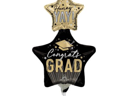 12 inch CONGRATS GRAD STRIPES & STARS MINI SHAPE (AIR-FILL ONLY) For Discount